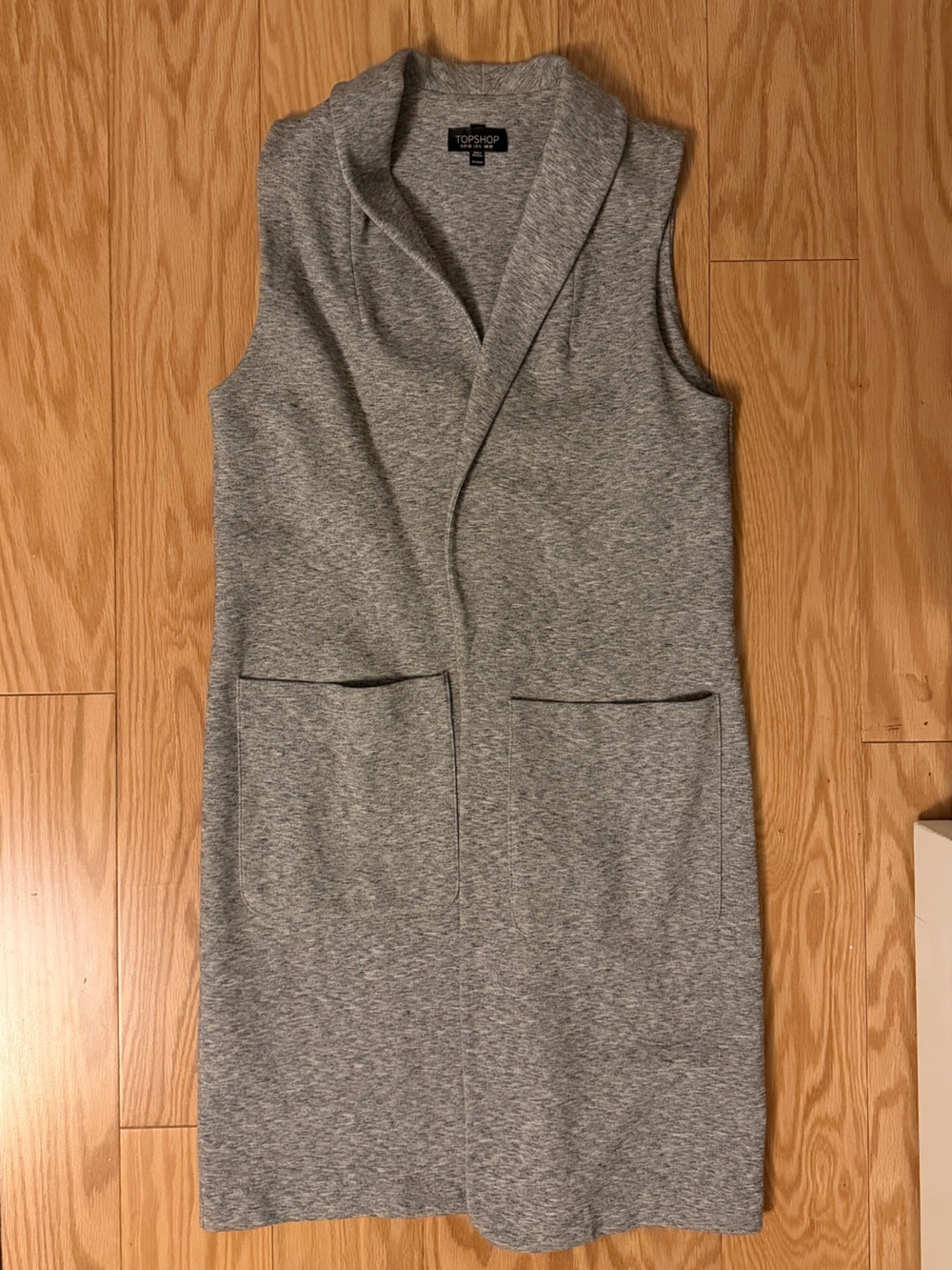 Topshop Gray Knit Long Vest Sz 6